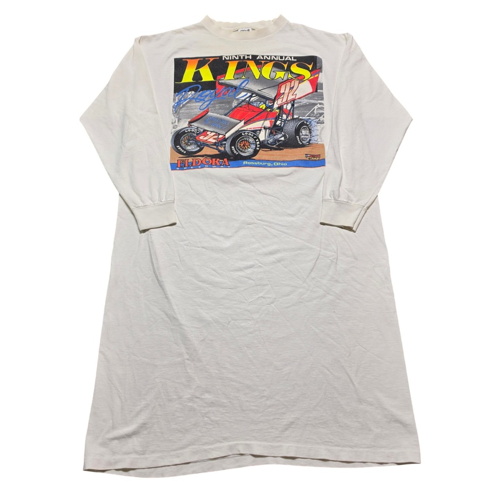 VINTAGE Anvil Kings Royal Eldora Speedway Nightshirt OS White 1992 Racing - Picture 3 of 11